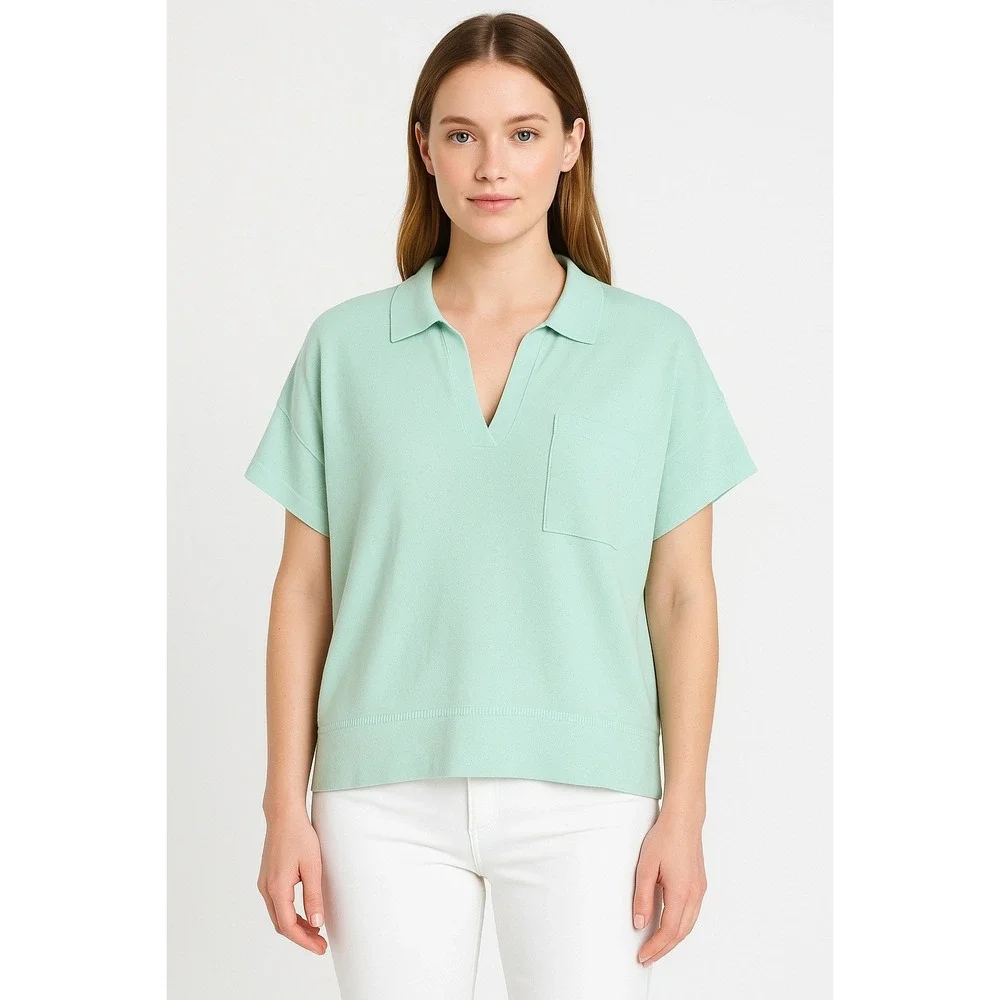 NWOT Banana Republic Women Polo Top XL/XXL Linen Oversized Johnny-Collar Sweater - Picture 3 of 9